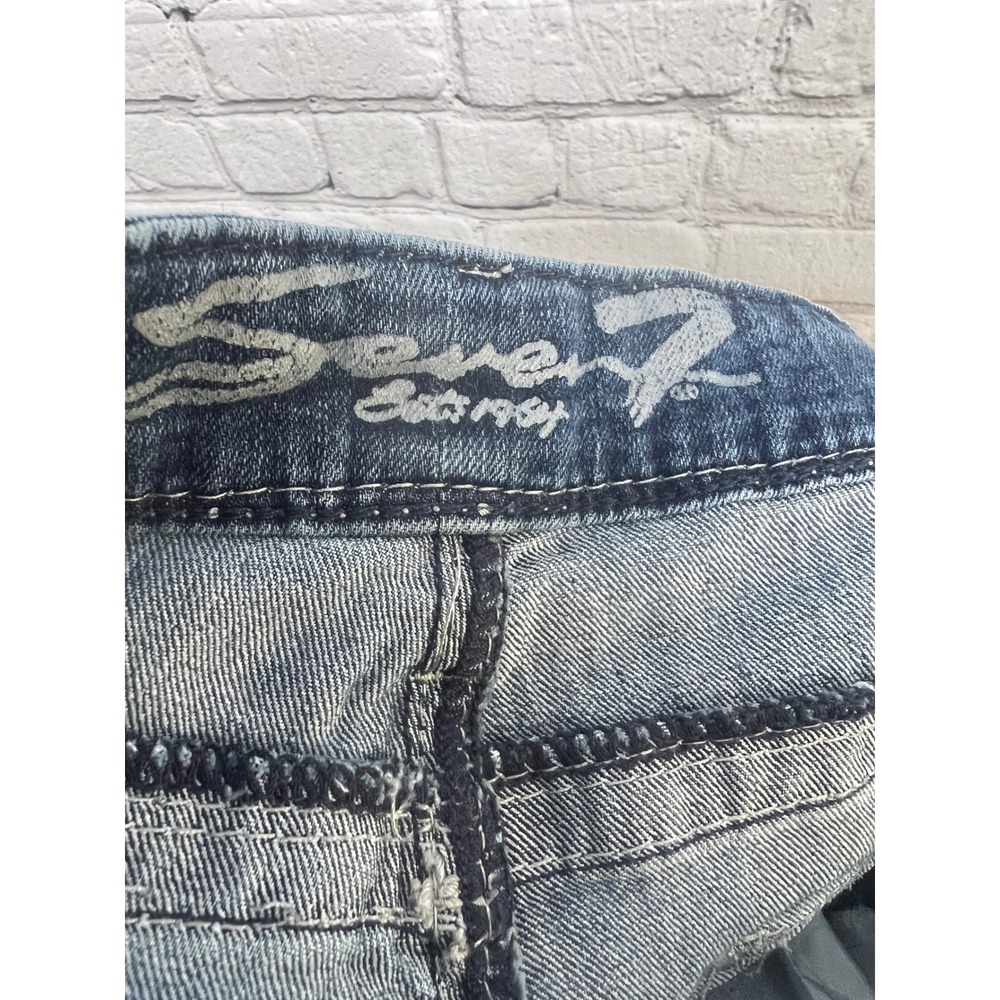 Seven7 Luxe Womens Plus Size 24 Bootcut Jeans Medium Wash Embellished Pockets - Picture 5 of 8